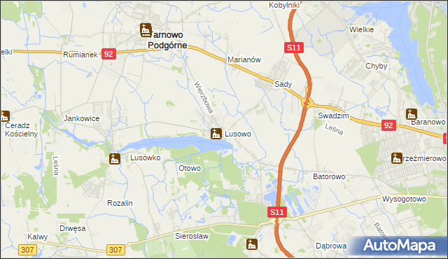 mapa Lusowo, Lusowo na mapie Targeo