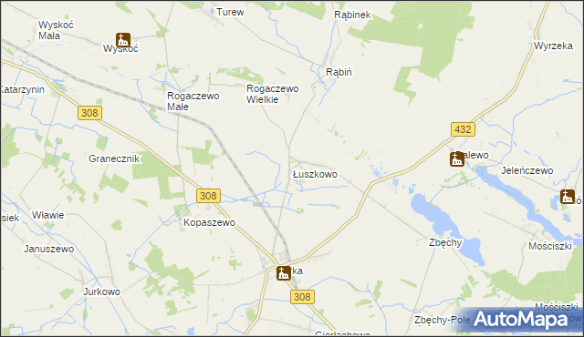 mapa Łuszkowo, Łuszkowo na mapie Targeo