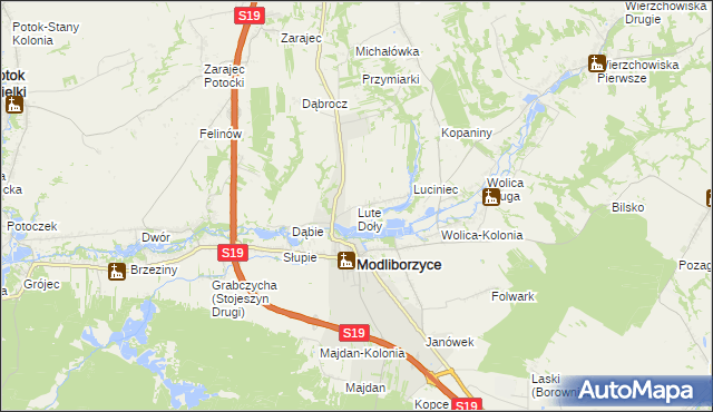 mapa Lute Doły, Lute Doły na mapie Targeo