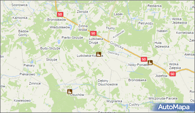 mapa Lutkówka gmina Mszczonów, Lutkówka gmina Mszczonów na mapie Targeo