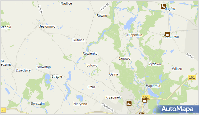 mapa Lutówko gmina Barlinek, Lutówko gmina Barlinek na mapie Targeo