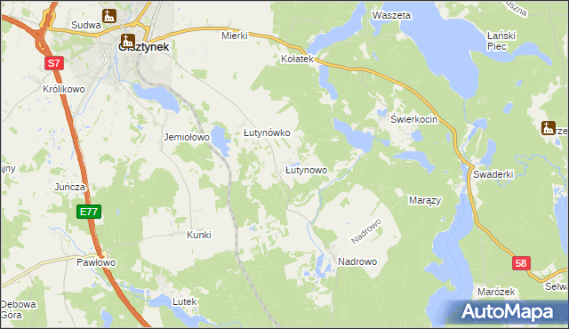 mapa Łutynowo, Łutynowo na mapie Targeo