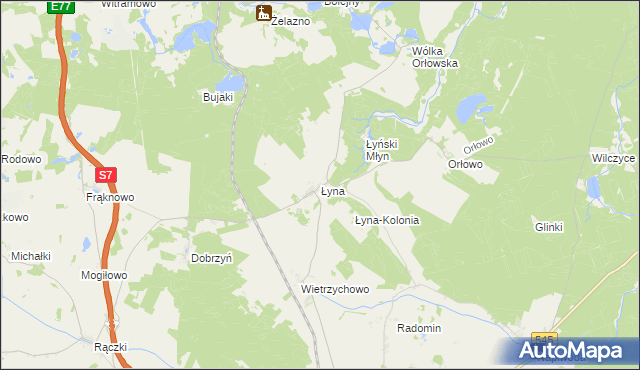 mapa Łyna, Łyna na mapie Targeo