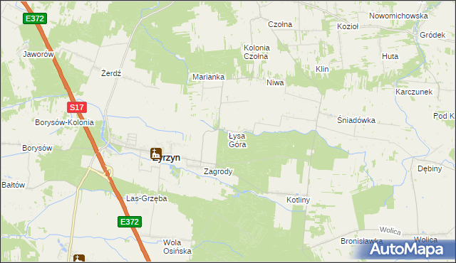 mapa Łysa Góra gmina Baranów, Łysa Góra gmina Baranów na mapie Targeo