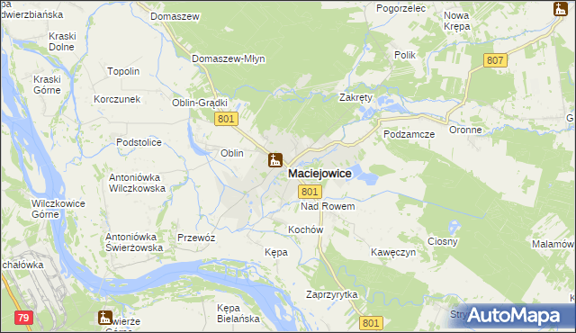 mapa Maciejowice powiat garwoliński, Maciejowice powiat garwoliński na mapie Targeo