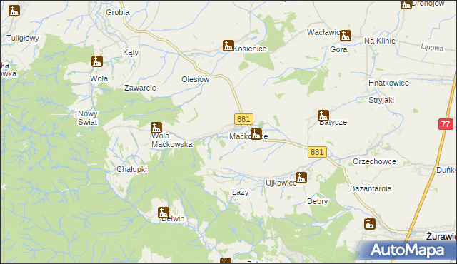 mapa Maćkowice, Maćkowice na mapie Targeo