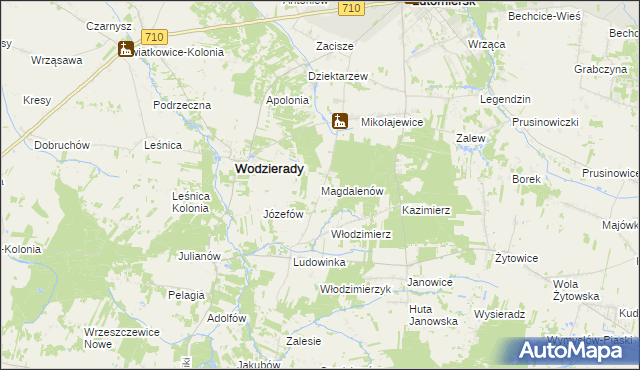 mapa Magdalenów gmina Wodzierady, Magdalenów gmina Wodzierady na mapie Targeo