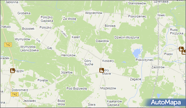 mapa Majdan gmina Przedbórz, Majdan gmina Przedbórz na mapie Targeo