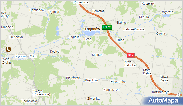 mapa Majdan gmina Trojanów, Majdan gmina Trojanów na mapie Targeo