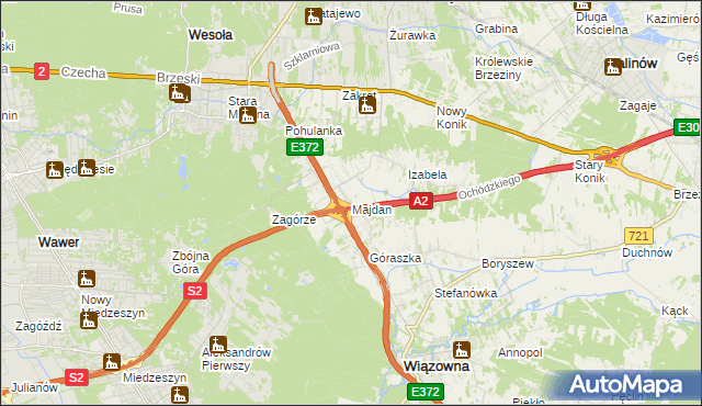 mapa Majdan gmina Wiązowna, Majdan gmina Wiązowna na mapie Targeo