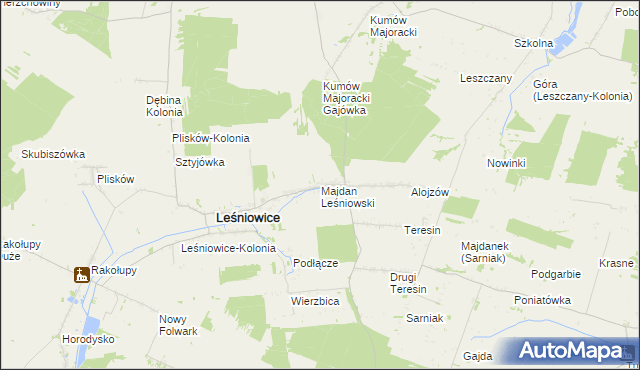 mapa Majdan Leśniowski, Majdan Leśniowski na mapie Targeo