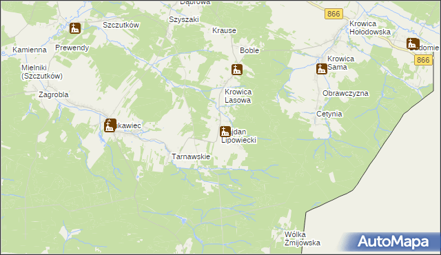 mapa Majdan Lipowiecki, Majdan Lipowiecki na mapie Targeo