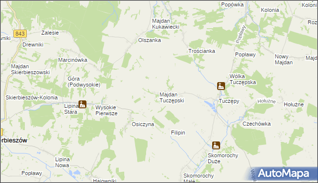 mapa Majdan Tuczępski, Majdan Tuczępski na mapie Targeo