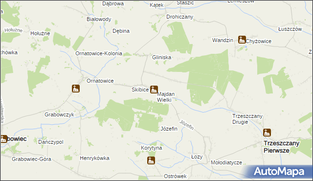 mapa Majdan Wielki gmina Trzeszczany, Majdan Wielki gmina Trzeszczany na mapie Targeo