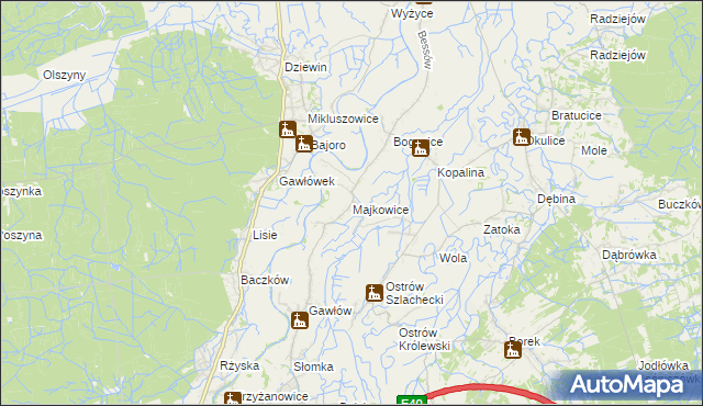 mapa Majkowice gmina Bochnia, Majkowice gmina Bochnia na mapie Targeo