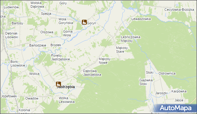 mapa Mąkosy Nowe, Mąkosy Nowe na mapie Targeo