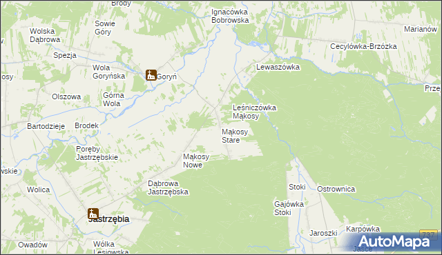 mapa Mąkosy Stare, Mąkosy Stare na mapie Targeo