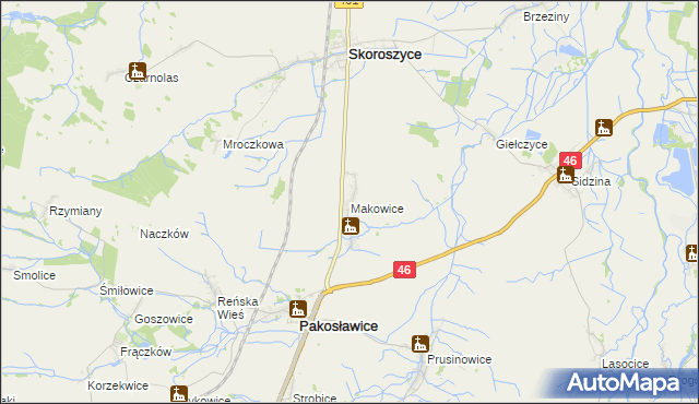 mapa Makowice gmina Skoroszyce, Makowice gmina Skoroszyce na mapie Targeo