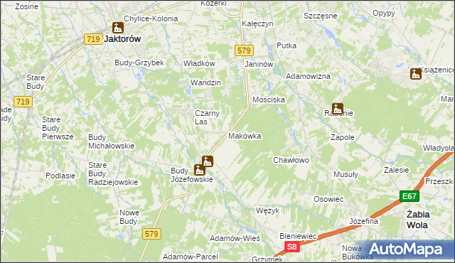 mapa Makówka gmina Grodzisk Mazowiecki, Makówka gmina Grodzisk Mazowiecki na mapie Targeo