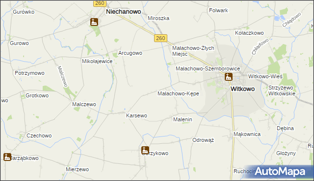 mapa Małachowo-Kępe, Małachowo-Kępe na mapie Targeo