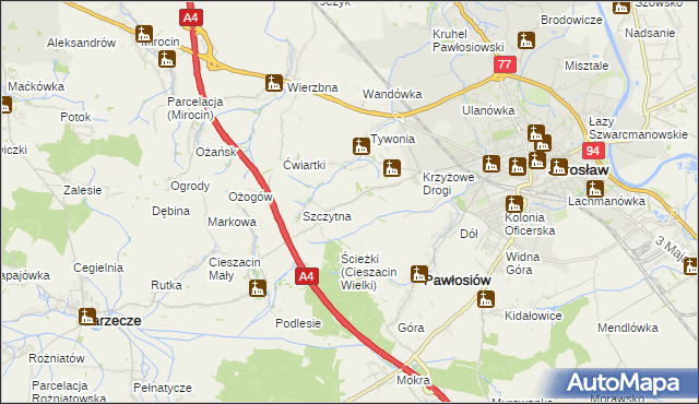 mapa Maleniska gmina Pawłosiów, Maleniska gmina Pawłosiów na mapie Targeo