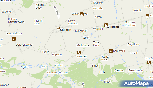 mapa Malinówka gmina Skomlin, Malinówka gmina Skomlin na mapie Targeo