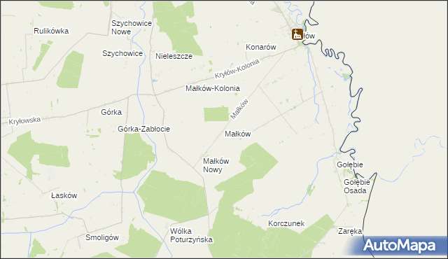 mapa Małków gmina Mircze, Małków gmina Mircze na mapie Targeo