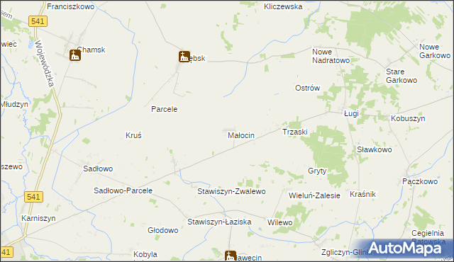 mapa Małocin gmina Bieżuń, Małocin gmina Bieżuń na mapie Targeo