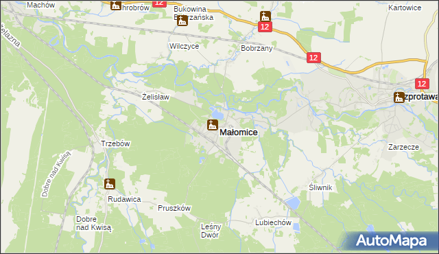 mapa Małomice, Małomice na mapie Targeo