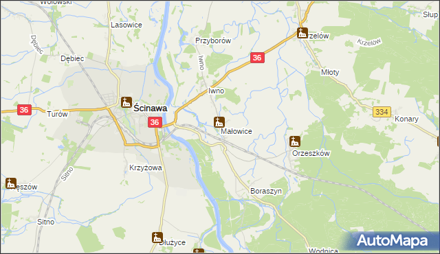 mapa Małowice, Małowice na mapie Targeo