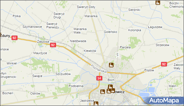 mapa Małszyce gmina Łowicz, Małszyce gmina Łowicz na mapie Targeo