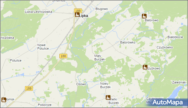 mapa Mały Buczek gmina Lipka, Mały Buczek gmina Lipka na mapie Targeo