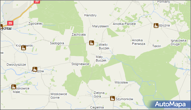 mapa Mały Buczek gmina Rychtal, Mały Buczek gmina Rychtal na mapie Targeo