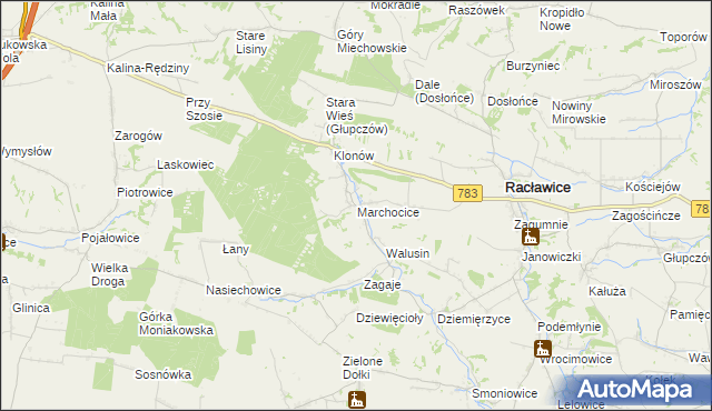 mapa Marchocice gmina Racławice, Marchocice gmina Racławice na mapie Targeo