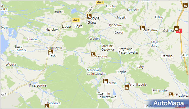 mapa Marcinki, Marcinki na mapie Targeo