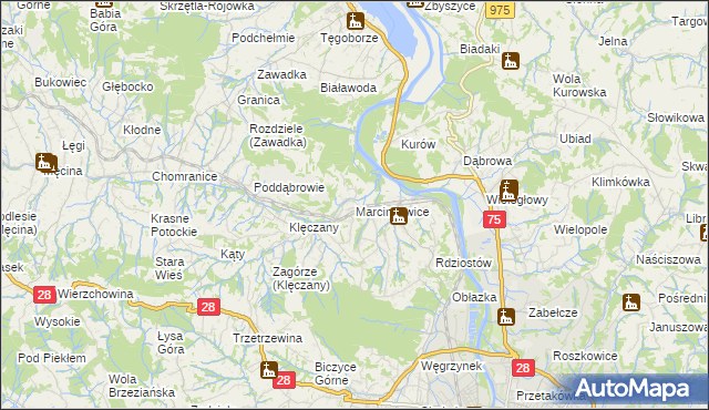 mapa Marcinkowice gmina Chełmiec, Marcinkowice gmina Chełmiec na mapie Targeo