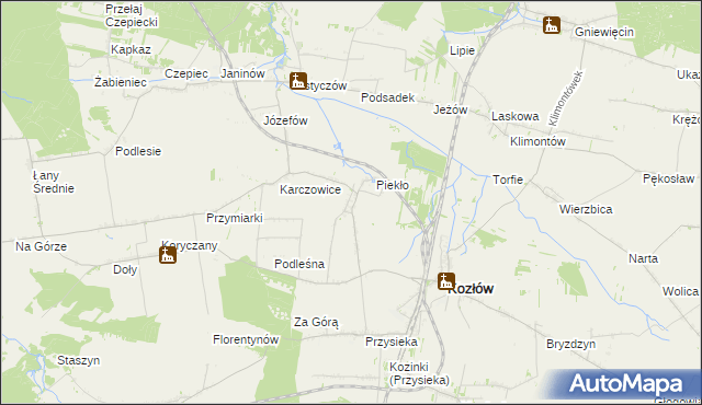 mapa Marcinowice gmina Kozłów, Marcinowice gmina Kozłów na mapie Targeo