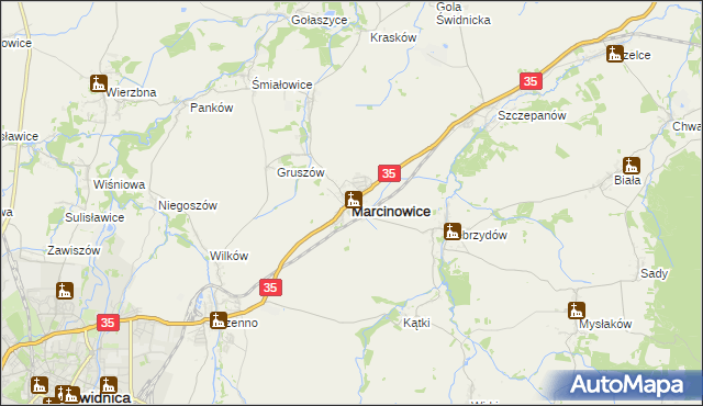 mapa Marcinowice powiat świdnicki, Marcinowice powiat świdnicki na mapie Targeo