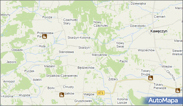 mapa Marcjanów gmina Kawęczyn, Marcjanów gmina Kawęczyn na mapie Targeo