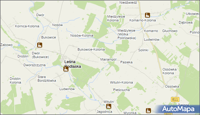 mapa Mariampol gmina Leśna Podlaska, Mariampol gmina Leśna Podlaska na mapie Targeo