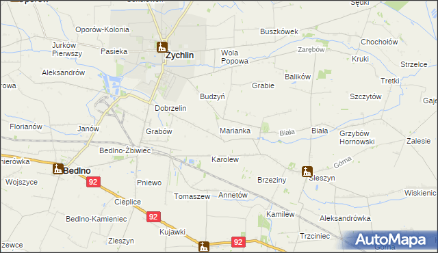 mapa Marianka gmina Żychlin, Marianka gmina Żychlin na mapie Targeo