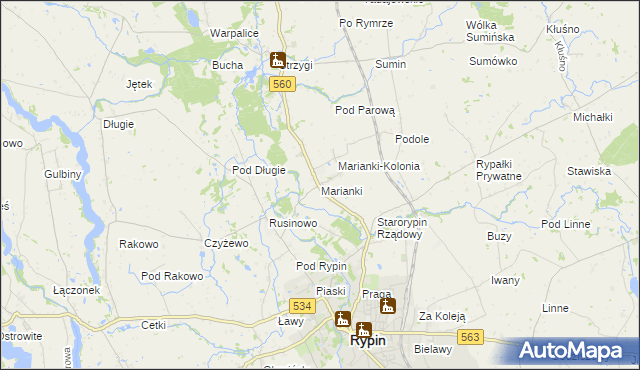 mapa Marianki gmina Rypin, Marianki gmina Rypin na mapie Targeo