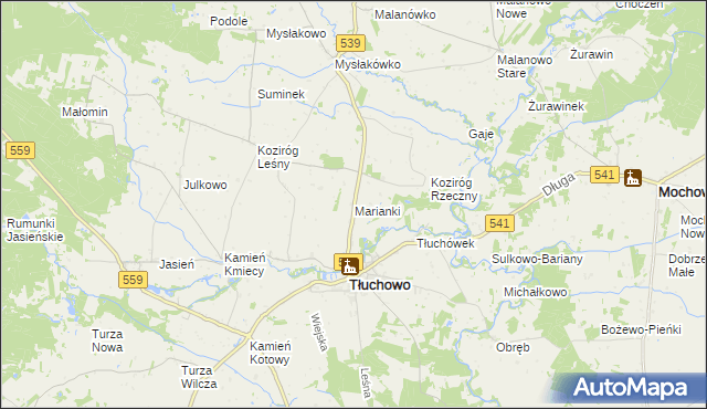 mapa Marianki gmina Tłuchowo, Marianki gmina Tłuchowo na mapie Targeo