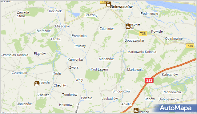 mapa Marianów gmina Gniewoszów, Marianów gmina Gniewoszów na mapie Targeo