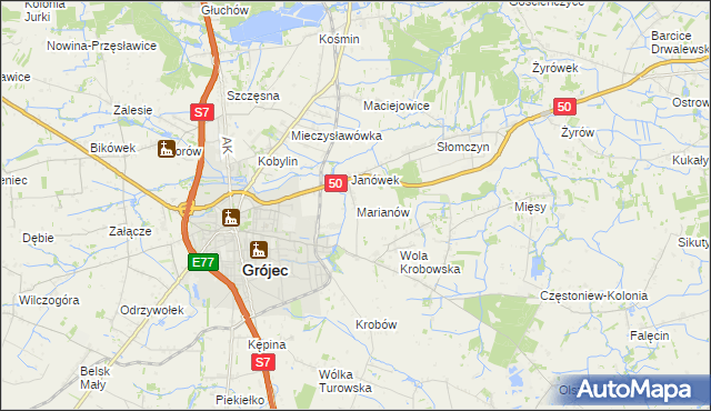 mapa Marianów gmina Grójec, Marianów gmina Grójec na mapie Targeo