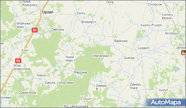 mapa Marianowo gmina Sońsk, Marianowo gmina Sońsk na mapie Targeo