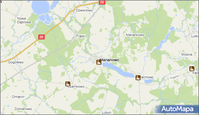 mapa Marianowo powiat stargardzki, Marianowo powiat stargardzki na mapie Targeo