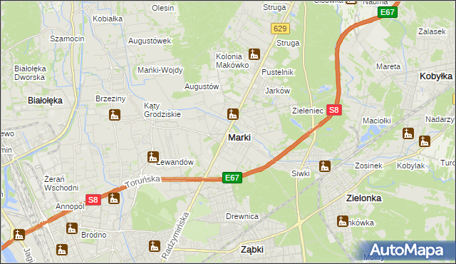 mapa Marki powiat wołomiński, Marki powiat wołomiński na mapie Targeo