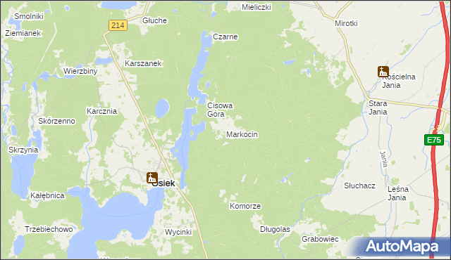 mapa Markocin gmina Osiek, Markocin gmina Osiek na mapie Targeo