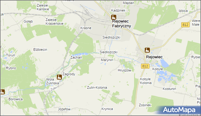 mapa Marynin gmina Rejowiec, Marynin gmina Rejowiec na mapie Targeo